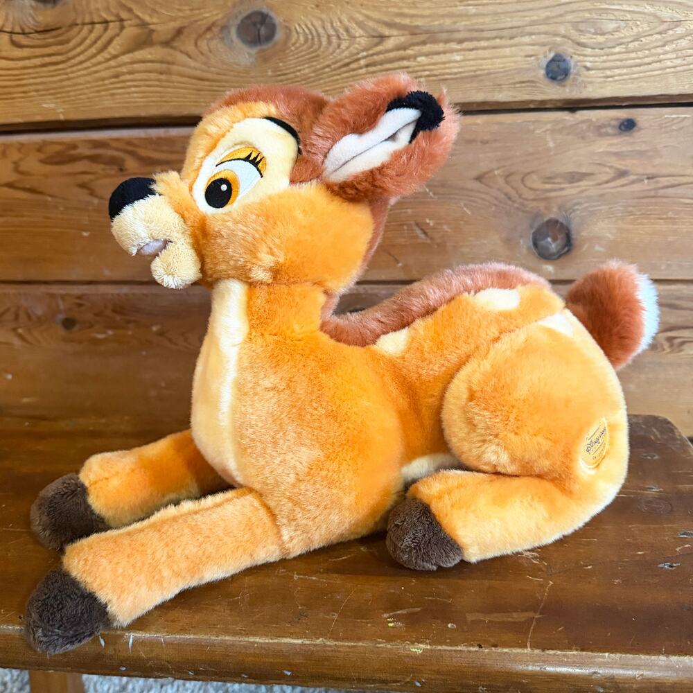 Disney Store Bambi Deer Plush Patch Stuffed Animal Toy 14” Fawn Laying Down